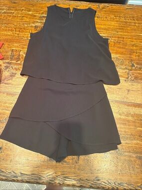 Black Sleeveless Layered Romper
